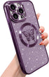 for iPhone 15 Pro Max Case Magnetic,for Women Girl Soft Cute Luxury Butterfly Pattern Plating Glitter Bling Phone Case Compatible with MagSafe Cle...