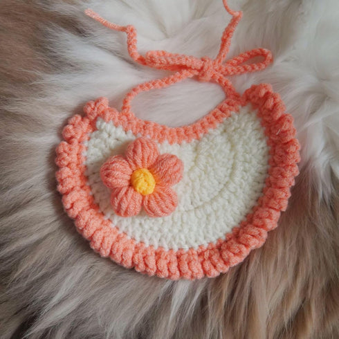 Dog Costume and Cat Costume,Handmade Knitted Dog bandanas,Orange Flower Dog Birthday Outfit for Small Dogs,Cute Cat Bandana Collar for Party,Daily...