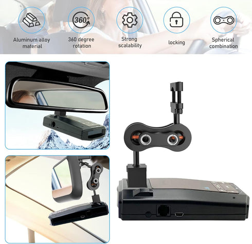 Radar Detector Mount,Aluminum Rearview Mirror Rod Radar Bracket,for Escort Max360c,Max 3, X IXc,Redline EX Beltronics Cobra DualPro GT 360 Radar D...