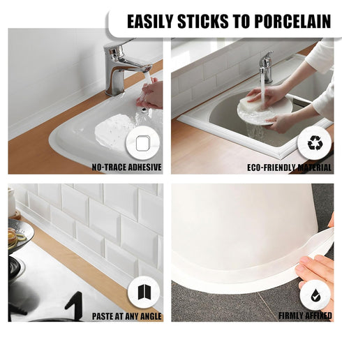 White Caulk Tape Self Adhesive - Waterproof Toilet Caulk Strip - Toilet Sealer Around Toilet Base - Caulking Tape for Bathroom, Bathtub, Floor Wal...