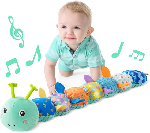 Baby Toys Musical Caterpillar,Infant Toys Stuffed Animal Toys with Ruler Design and Ring Bell,Baby Teething Toys for Tummy Time Newborn Boys Girls...