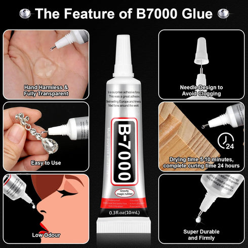 Cludoo 25000Pcs Silver Clear Rhinestones with b7000 Rhinestones Glue for Crafts, Flatback Gems Crystal Rhinestones Kit with Tweezer Picker Pens fo...