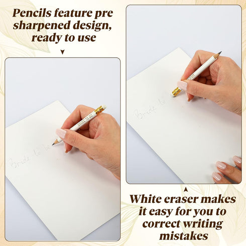 36 Pcs Wedding Pencils 2 HB Half Pencil with Eraser Bridal Shower Pencils Pre Sharpened Mini Short Pencils White Pocket Pencil 4 Inch Game Pencil ...