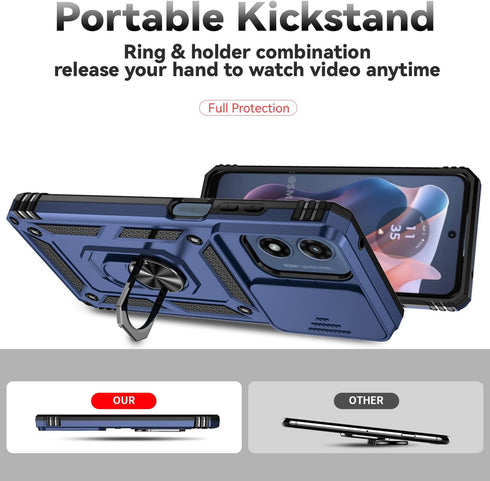 for Motorola Moto G 5G 2024 / Moto G Play 5G 2024 Case with Camera Lens Cover HD Screen Protector, Dual Layer Military-Grade Drop Tested Magnetic ...