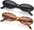 Vintage Small Oval Sunglasses for Women Men 90s Sunglasses Narrow Eyeglasses UV400 Protection 2 Pack...