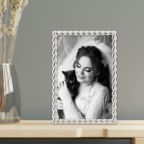Lawrence Frames Rope Design Metal Frame, 4x6, Silver...
