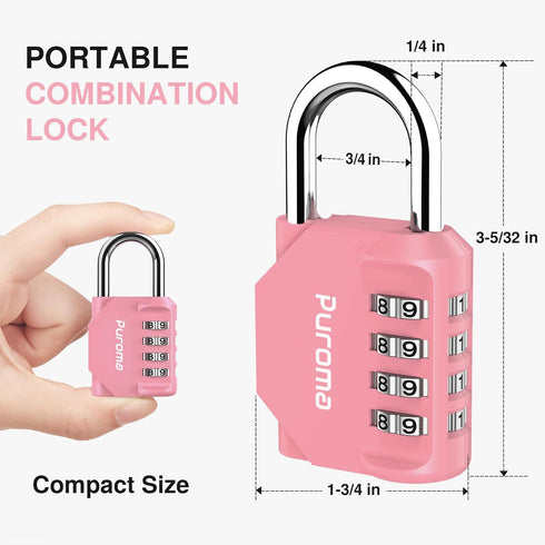 Puroma 1 Pack Combination Lock 4 Digit Locker Lock Outdoor Waterproof Padlock for School Gym Locker, Sports Locker, Fence, Toolbox, Gate, Case, Ha...