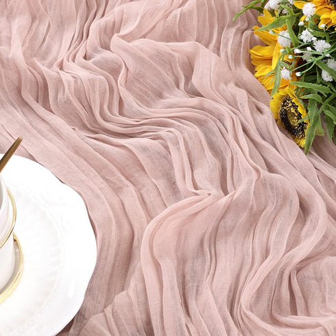 Socomi Cheesecloth Table Runner 10ft Gauze Boho Rustic Dusty Pink Cheese Cloth Table Runner for Baby Shower Decoration Wedding Easter Summer Table...