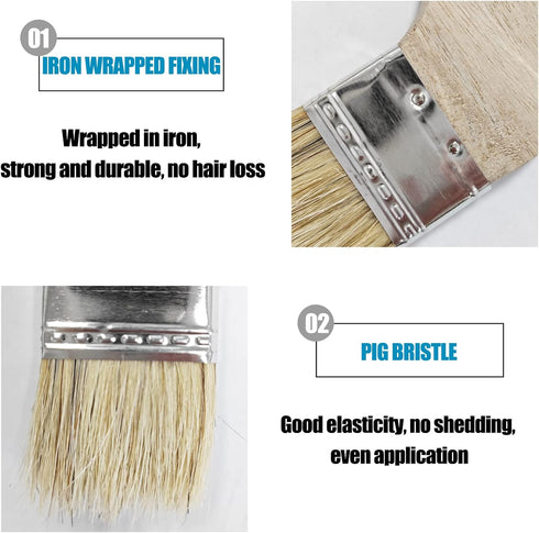 Wooden Handled Hog Bristle Radiator Right Angle Bend Paint Brush, 15" Long, 2" Brush Width (2 Pieces)...