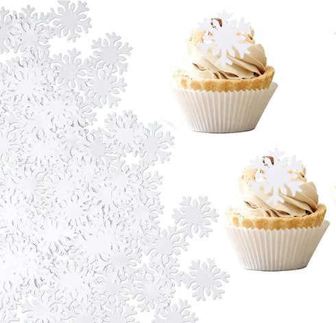 50pcs snowflake cake decorations edible cake toppers snowflake Cupcake Toppers edible frozen cake topper for the winter cake decoration...