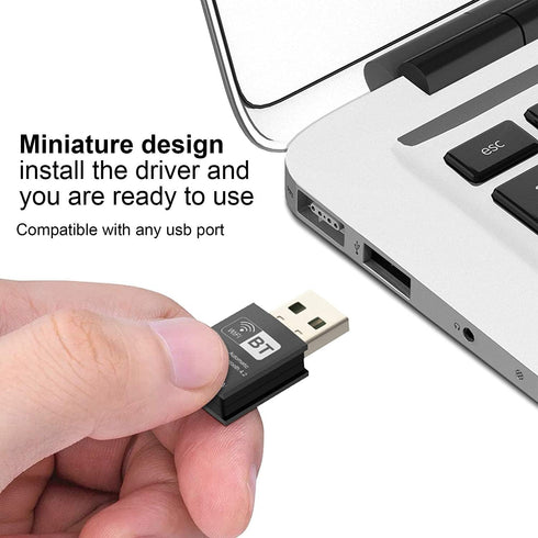 Blueshadow Mini 2-in-1 USB WiFi Bluetooth Adapter AC600-2.4G/5G Dual Band Wireless Network Adapter for Desktop PC, Bluetooth 4.2, WPA3 Network Sec...