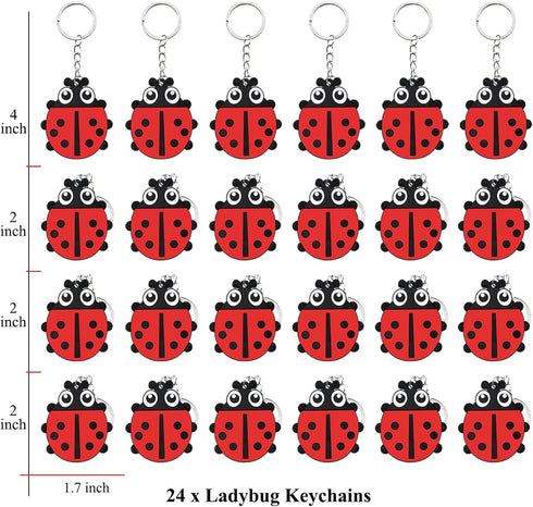 24 Pack Ladybug Keyring Pack Party Favor for Ladybug Lover, My Little Ladybug Themed Party, Baby Shower, Birthday...