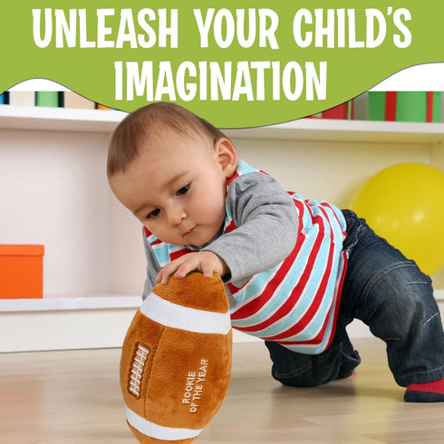 Baby Football Plush Rattle - Baby Boy Stuff for Gifts, Toddler Football Toys, Baby Rattles & Plush Rings, Engaging Learning for Boys and Girls - A...