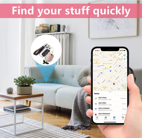 Leather Keychain Holder Case Compatible with Apple AirTag, Cute Protective Air Tag Cover with Keychain Ring, Anti-Scratch Finder GPS Tracker Case ...