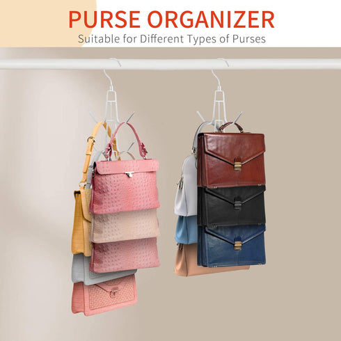 Purse Hanger for Closet, Rotatable Bag Organizer, 6 Storage Capacity Space Saving Handbag Holder, Closet Organizers and Storage Backpack Rack, Sil...