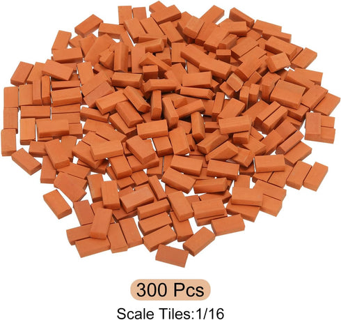 MECCANIXITY Miniature Bricks Clay Mini Wall Brick Model Brick Building Set for Model Building Dolls Pet Houses Garden Red Pack of 300 Scale 1/16 1...