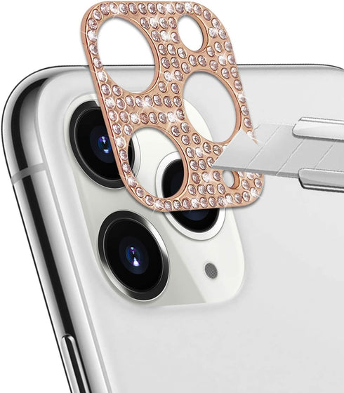 Omorro for iPhone 12 Pro Max Bling Lens Protector, Camera Cover 3D Glitter Crystal Diamond Rhinestone Shining Dots Metal Protective Decoration Sti...