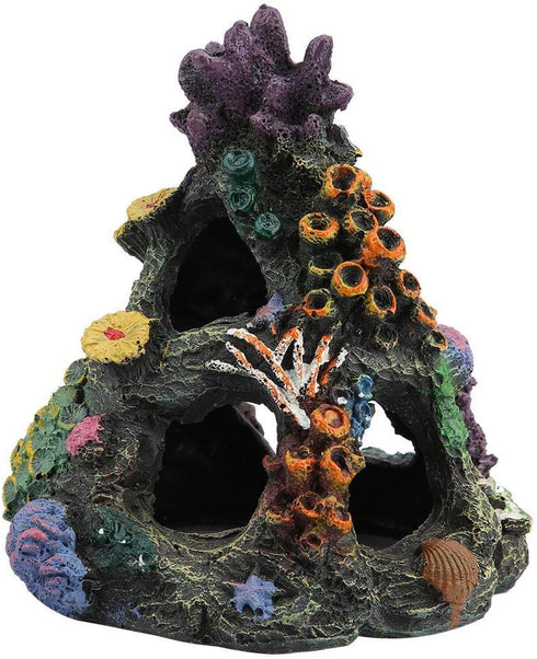 PINVNBY Coral Aquarium Decoration Fish Tank Resin Rock Mountain Cave Ornaments Betta Fish House for Betta Sleep Rest Hide Play Breed...