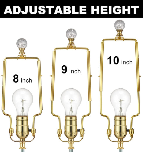 Qc Lamp Harp Kit for Lamp Socket Replacement and Rewire, Lamp Parts for Repair Table and Floor Lamps, Brass Finish Table Lamp Wiring Kit, DIY Lamp...