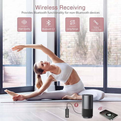 Bluetooth Transmitter Receiver,Aux Bluetooth Adapter for Car, 5.3 Bluetooth Audio Receiver, Support TF Card, Hand-Free Call, Navigation, for Car H...