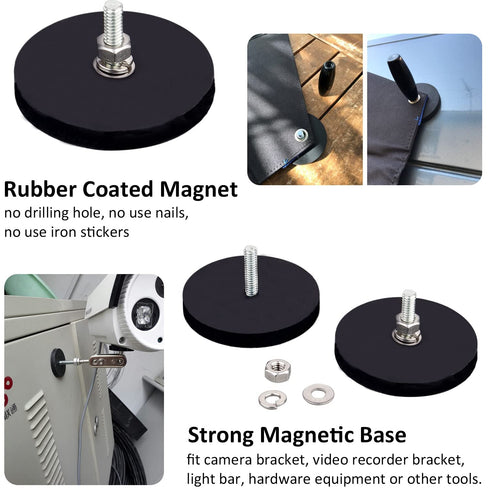 MUTUACTOR Strong Heavy Duty Magnets,Anti-Scratch Neodymium Rubber Magnet 1/4-20 Male Threaded Stud,2Pack Powerful Rare Earth Magnets for Camera Li...