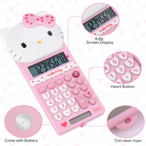Cute calculator,5.9 * 2.6in,Powered by batteries(Included) 8 Digit with LCD Display,kids calculator,calculator for school,mini calculator,cartoon ...