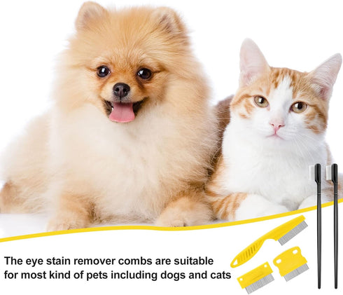 5 Pieces Dog Eye Combs Tear Stain Remover Combs Pet Grooming Comb for Small Dogs Gently Removing Eye Mucus and Crust (Yellow, Black)...