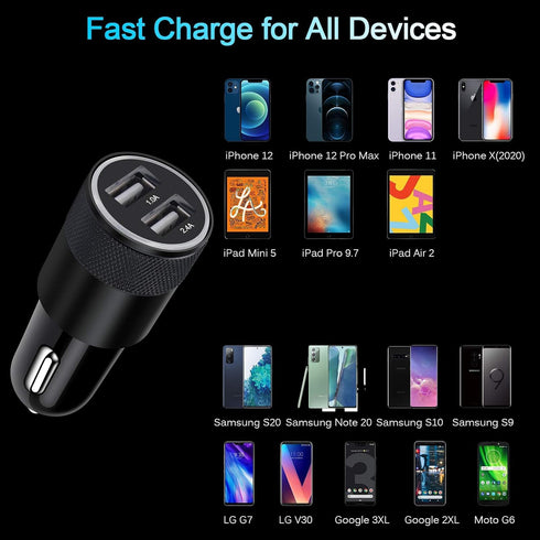 Fast Car Charger, 2Pack 3.4A Fast Charging Car Adapter Dual Port Cigarette Lighter USB Charger for iPhone 14 13 12 11 Pro Max SE XR XS X 8 7 6 6S ...
