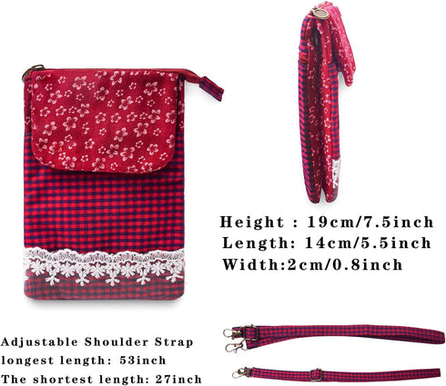 5 Pockets Canvas Crossbody Bag Purse for Women Summer Beach Bag Shoulder Bags Phone Bag Travel Bag Pouch Bags...