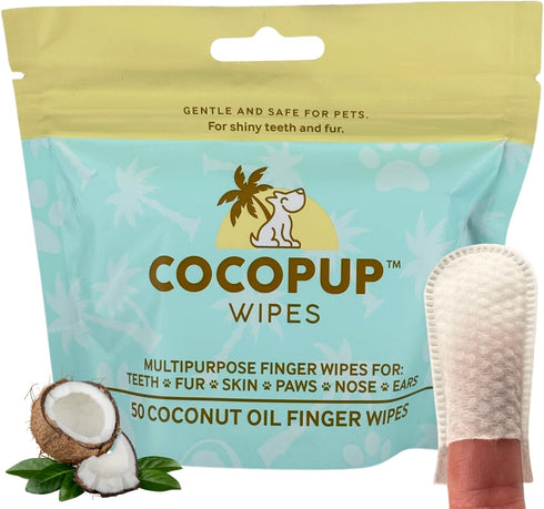 Dog Teeth Cleaning Wipes Ear Nose Paws Fur Cleaner Pure Coconut Oil...