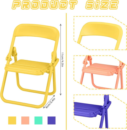 4 Pcs Mini Chair Phone Holder Chair Cell Shape Cellphone Stand Cute Phone Holder Foldable Folding Adjustable Phone Stand for Desk Funny Mobile Pho...