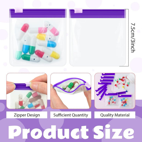 24 Pieces Pill Pouch Bags Zippered Pill Pouch Set Reusable Translucent Medicine Organizer Self Sealing Medicine Bag Travel Plastic Pill Bags with ...