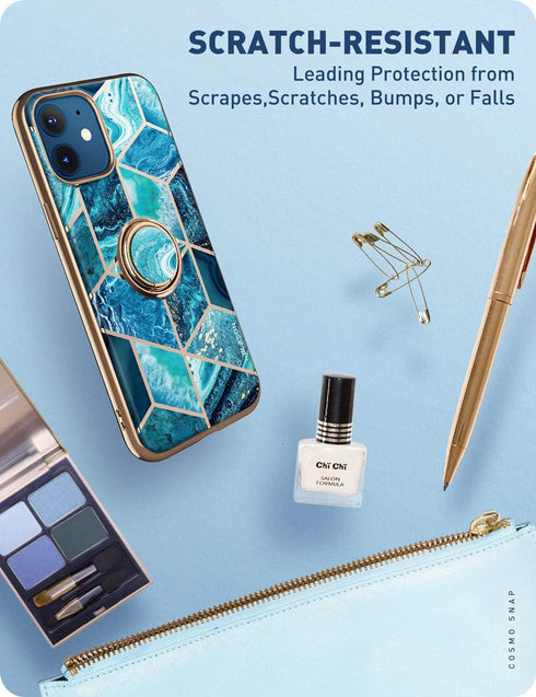 i-Blason Cosmo Snap Case Designed for iPhone 12/iPhone 12 Pro 6.1 Inch (2020 Release), Slim with Built-in 360° Rotatable Ring Holder Kickstand Sup...