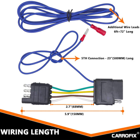 Trailer Adapter 4 Pole to 5 Pole Flat Wiring for Boat & Utility Trailers Vehicle End 4 Way to 5 Way Conversion...