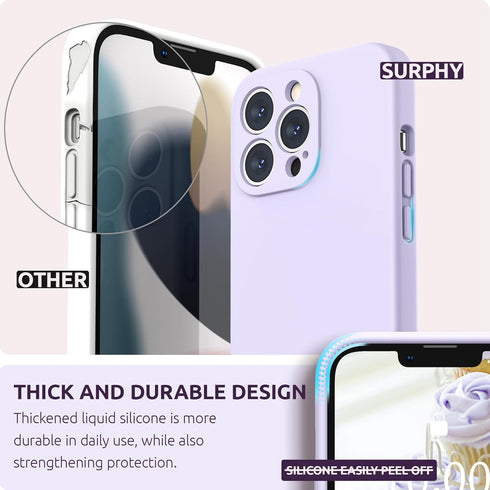 SURPHY Compatible with iPhone 13 Pro Case with Screen Protector, (Camera Protection + Soft Microfiber Lining) Liquid Silicone Phone Case 6.1 inch ...
