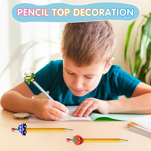 100 Pcs Different Style Pencil Topper Decoration,Cute PVC Different Pencil Charms Clip Designs for Boys and Girls,Cute School Supplies Classroom R...
