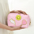 Preppy Patch Makeup Bag,Smile Lightning PU Leather Waterproof Makeup Bag for Girls,Daily Use Preppy Girls Stuff Makeup Bag,Travel Organizer Cosmet...