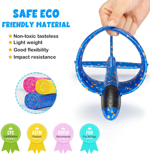 2 Pack Airplane Toys with Launcher, 17.5" Large Throwing Foam Plane, Foam Gliders for Boys Age 3 4 5 6 7 8 9+ Years Old, Flying Toys Birthday Gift...