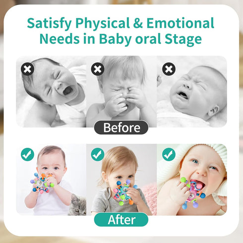 Baby Montessori Teething Toys for 0-6 6-12 Months BPA Free Sensory Toys for Babies 0 3 6 9 12 18 Months Newborn Infant Learning Developmental Chew...