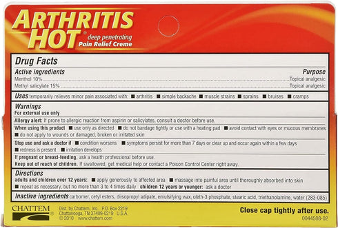 Arthritis Hot Pain Relief Creme 3 oz (Pack of 3)...