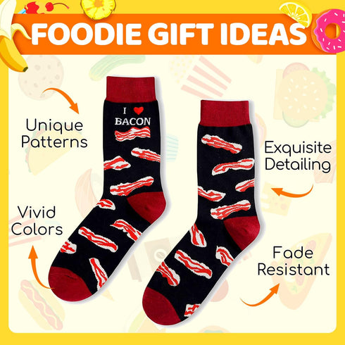Zmart Funny Food Socks - Men Food Gifts, Bacon Taco Pizza Burger Socks, Teen Valentine Gifts...
