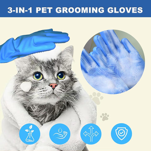 2pcs dog washing gloves and dog bath brush, 2-in-1 pet shower set | Suitable for dogs, cats, bath massage, and pet grooming...