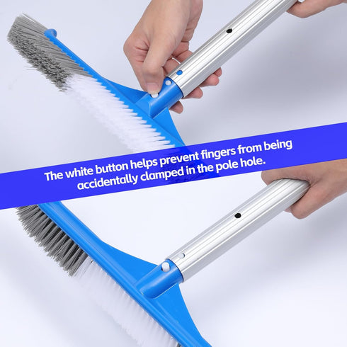 Pool Brush, 16.5" Pool Brushes for Pool Wall Cleaning, Premium Nylon Bristles Pool Brush Head with Easy Clip, Curved Ends High-Efficiency Pool Scr...