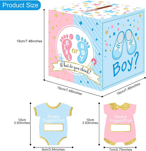 Saintrygo Baby Gender Reveal Voting Box with 50 Pieces Boy or Girl Ballot Cards Baby Shower Decorations Party Invitations and Voting Games Gender ...
