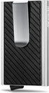 MOSIYEEF Minimalist Wallet for Men, RFID Blocking Card Wallet with Money Clip, Leather Wrapped, Slim Front Pocket Automatic Pop Up Wallet, Silver...