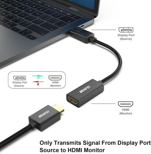 BENFEI 4K DisplayPort to HDMI Adapter 2 Pack, Uni-Directional DP 1.2 Computer to HDMI 1.4 Screen Gold-Plated DP Display Port to HDMI Adapter (Male...