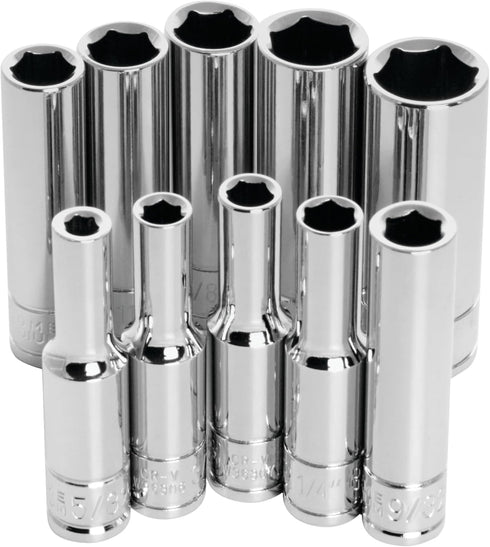 Performance Tool W36300 10 pc. 1/4 in. Drive 6pt SAE Deep Wall Socket Set...