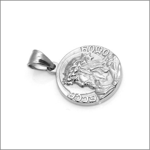 Fashion Stainless Steel Jesus Portrait Round Pendant Coin Necklace...