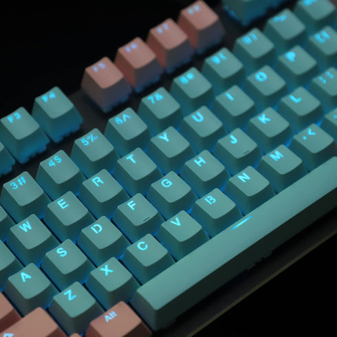 Carbon Miami PBT Doubleshot Shine Through ANSI Backlit Keycaps for MX Mechanical Keyboard Melody 96 KBD75 68 61 87 104 Keychron(Only Keycap) (Miam...