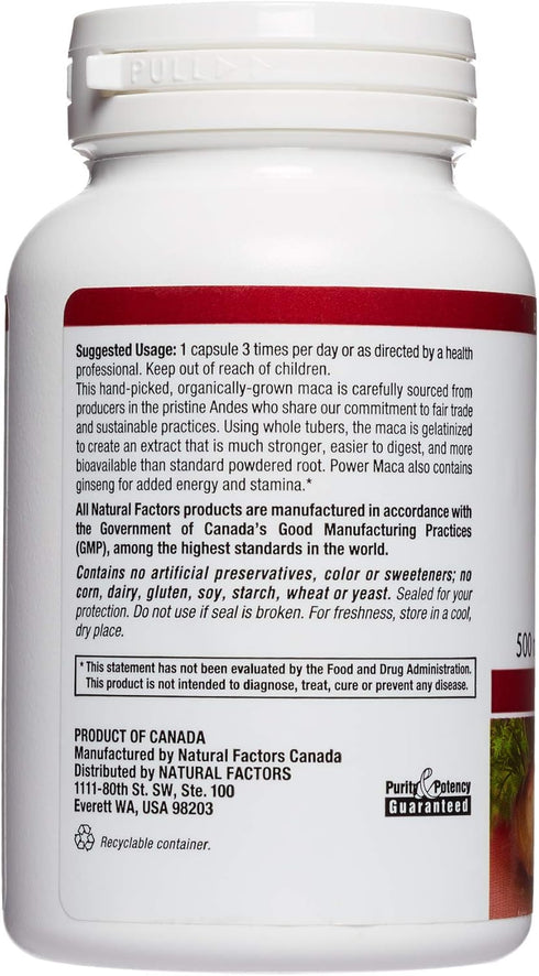 MacaRich by Natural Factors, Super Strength Power Maca, Superfruit Antioxidant Supplement with Ginseng, 90 capsules (90 servings)...